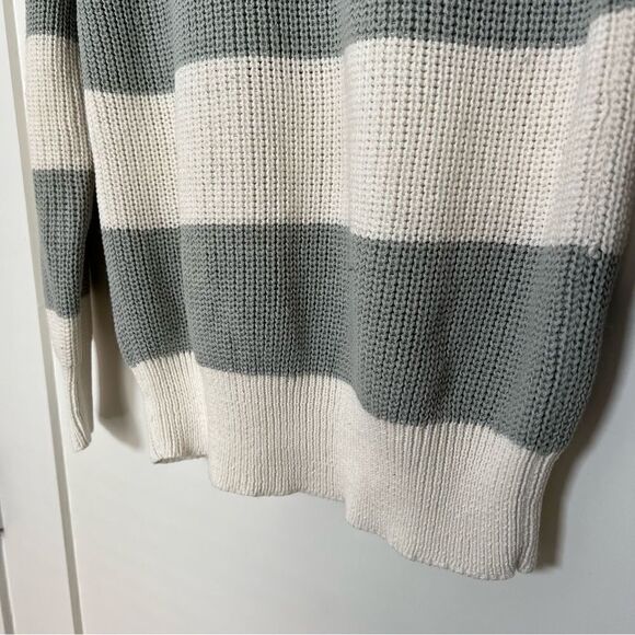 ESprit Sport Sweater Womens Small Gray White Striped Knit Long Sleeve Round Neck - Picture 6 of 11